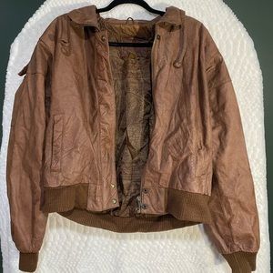Cayenne Brown Leather Jacket in Small